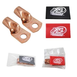 XS Power 1/0 Gauge Copper Terminal Rings w/ Rd/Bk Heat Shrink Wrap RT0G-COMBO - Picture 1 of 5