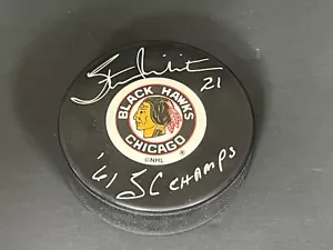 Stan Mikita Chicago Blackhawks Signed Puck Beckett Sticker 61 SC Champs - Picture 1 of 2