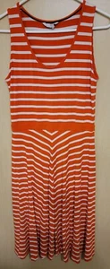 Boden Striped Sleeveless Maxi Dress Comfy Knit Long Sz 10 L Orange/White - Picture 1 of 7