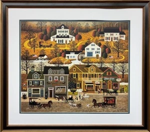 Charles Wysocki "Hawk River Hollow" Framed Village Art Hand Signed & # Litho NEW - Picture 1 of 5