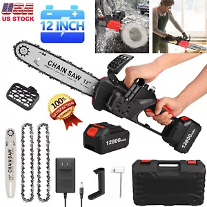 12" Cordless Chainsaw 21V Brushless Electric Handheld Chain Saw w/Battery&Charge - Picture 1 of 15