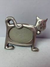 Kitty Cat Picture Frame 4 in Length Brushed Silver Oval Photo Holder Decorative