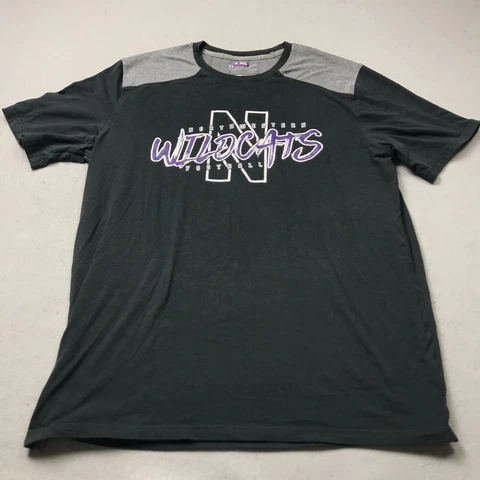 Northwestern Wildcats Shirt Mens Large Black Gray TEAM ISSUED Football NCAA Logo Cover