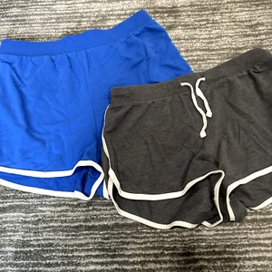 Short Shorts Juniors Small Lot 2 Track Short Retro Dark Gray & Blue White Trim - Picture 1 of 11