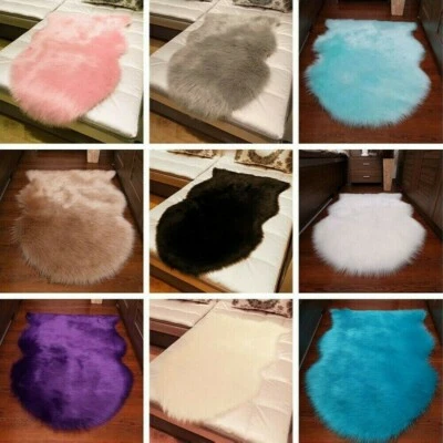Flauschig Kunst Pelz Imitation Schafsfell Teppich Stuhlbezug Matte Shaggy Boden - Bild 1 von 4