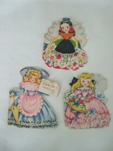 3 VTG 1940s paper doll greeting cards - Bild 1 von 10