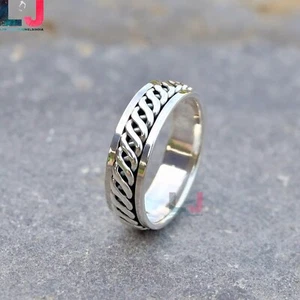 Mens Womens 925 Sterling Silver Celtic Braided Spinning Worry Band Ring All Size - Picture 1 of 4
