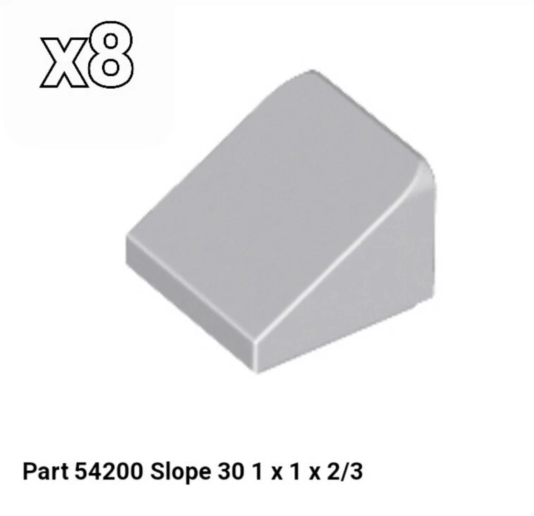NEW LEGO Parts LIGHT BLUISH GRAY 54200 Slope 30 1x1x2/3 Cheese Wedge (x8) - Image 1 of 1