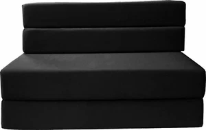 Full Size 4-Folding Foam Mattresses, Sofa Beds, Chairs, Couches 6x54x75 Black - Picture 1 of 3