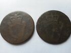 Two @ 1766 & 1 Unidentified Hibernia Ireland Half Penny Coins