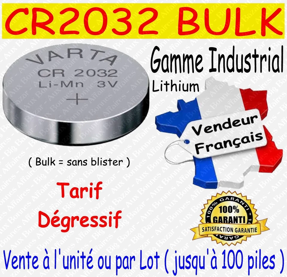Lot de piles boutons CR2032 VARTA Lithium 3V - Disponibles aussi : CR2025 CR2016