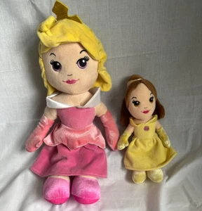 DISNEY PRINCESS SLEEPING BEAUTY & BELLE BEAUTY & THE BEAST SOFT PLUSH TOYS - Picture 1 of 2