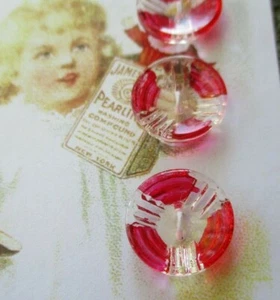 4 Vintage 1/2" Red under Painted Glass Buttons~1920's~new/old stock - Picture 1 of 2