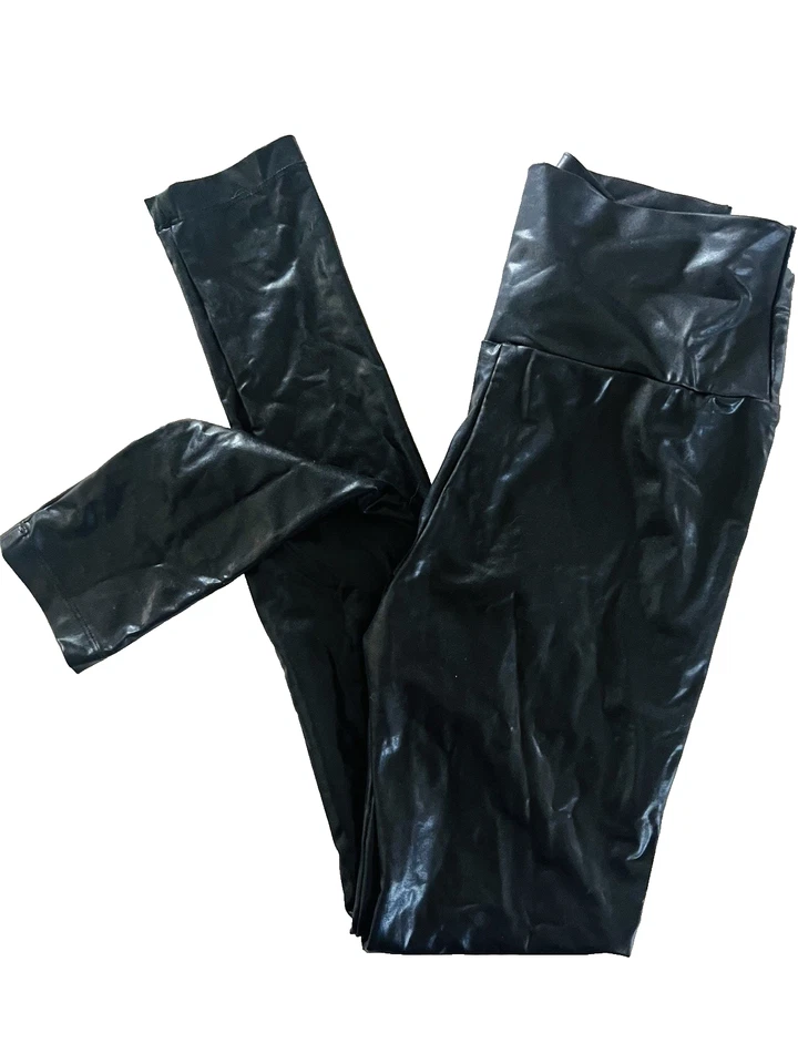 Leggings líquidos vintage solo para miembros negros brillantes segunda piel cuero look cintura alta Foto 1 de 4