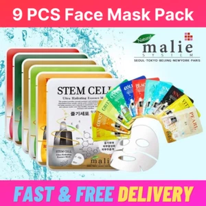 9x Malie Korean Ultra Hydrating Essence Moisturise Skin Care Facial Mask Sheet - Picture 1 of 12