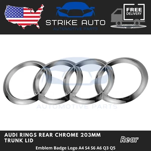 AUDI Rings Rear Chrome 203mm Trunk Lid Emblem Badge Logo A4 S4 S6 A6 Q3 Q5 NEW - Bild 1 von 1