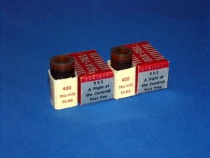 2 Vintage 1940 Night at Carnival Tru-Vue 3D Photos Film Reel Strip Stereoviews - Picture 1 of 6
