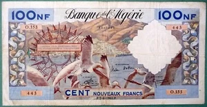 ALGERIA 100 NEW FRANCS NOTE, issued 02.06. 1961, P121, VERY BIG NOTE - Picture 1 of 5