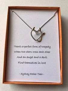 Collier pendentif coeur de diable avec poème - Photo 1 sur 1