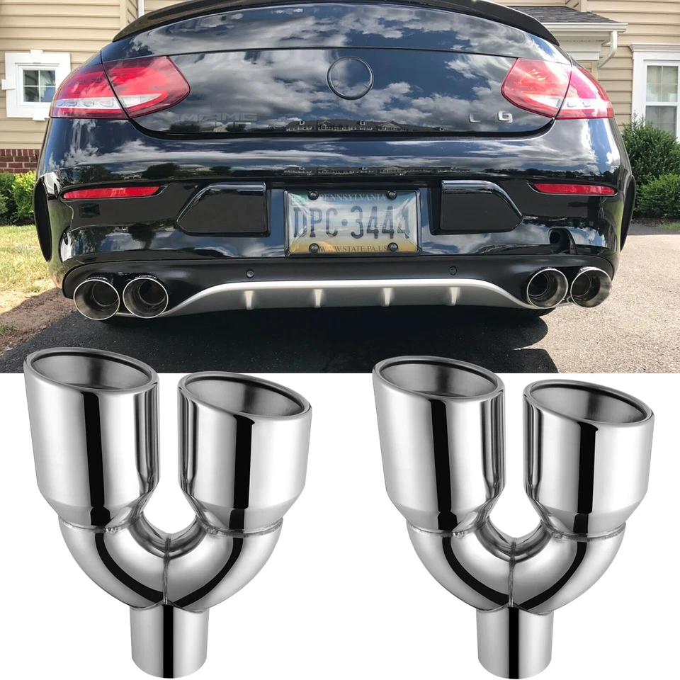 Para Mercedes-Benz AMG C43 W205 W206 2.5" en Doble Escape Puntas Cuádruples Doble Pared Foto 1 de 4