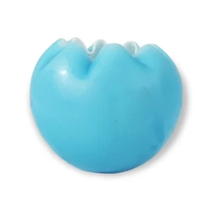 Jarrón vintage de vidrio satinado soplado a mano ombre rosa azul suave con borde de pellizco prensado. - Imagen 1 de 9