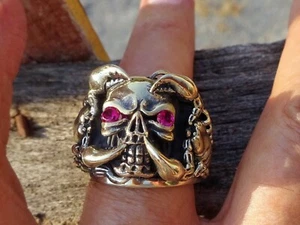 Vintage Scorpion Skull Biker Ring Size 9.25, Signed by Artist, USA - Picture 1 of 3