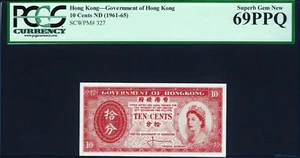 Hong Kong 10 Cents ND(1961-65) P327 Uncirculated Grade 69 Queen Elizabeth QE II - Picture 1 of 2