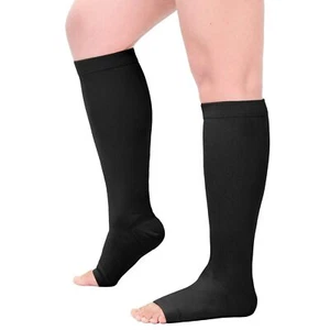 Extra Wide Calf Knee High Compression Socks for Circulation Support Toeless S... - Picture 1 of 7