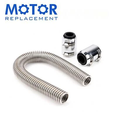 24" Stainless Steel Radiator Flexible Coolant Water Hose Kit With Caps Universal - Image 1 of 4