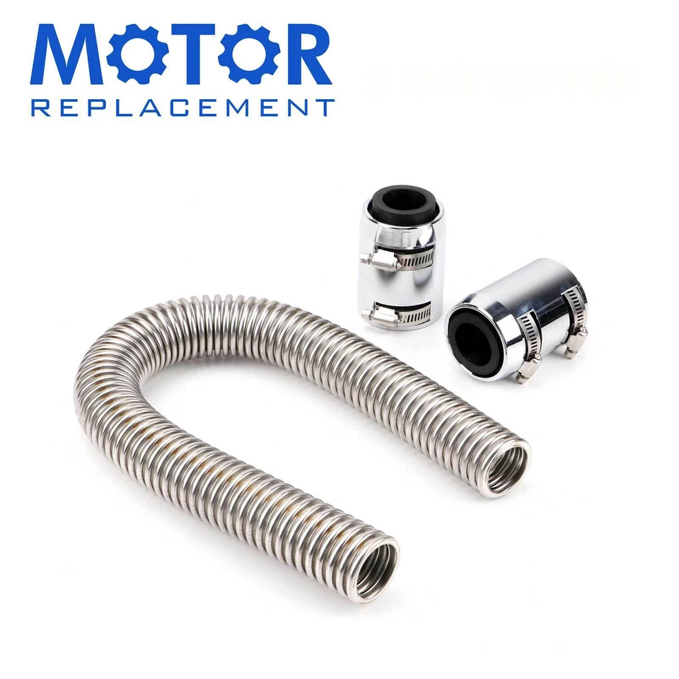 Kit Manguera Radiador Acero Inoxidable Cromo 24", Kit Manguera Radiador Flexible✨ Foto 1 de 4