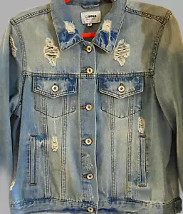 Ci Sono Ripped Light Blue Dungaree Jean Jacket - Picture 1 of 11