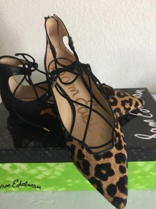 Sam Edelman Rosie flache Damenschuhe Leopard Brahma Slingback Schnürschuhe 7,0 - Bild 1 von 8