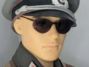 Reproducción de gafas de sol alemanas Luftwaffe Umbral de la Segunda Guerra Mundial de colección década de 1940 rojas marrones - Imagen 1 de 21