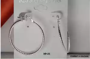 ORECCHINI A CERCHIO LEGGERI ROTONDI IN ARGENTO STERLING 925 35MM 1,37" NUOVI - Foto 1 di 3