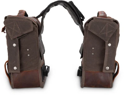 Alforja marca Burly Throwover - Roble oscuro algodón encerado motocicleta B15-1002D Foto 1 de 4