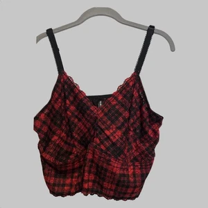 Torrid rot Tartan Whimsigoth Fee Grunge Spitze Crop kabellos Bralette Größe 3 - Bild 1 von 9
