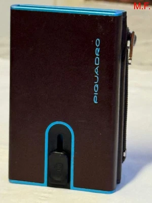 portafoglio uomo piquadro colore mogano (marrone scuro/azzurro), portacarte. - Immagine 1 di 4