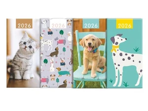 2026 Diary Slim Week To View Cat Dog Hardback Pocket Weekly Planner Organiser - Picture 1 of 17