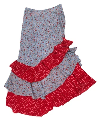 NWT New York and Company Women's Blue and Red Medium Layered Maxi Boho Skirt - Image 1 of 4