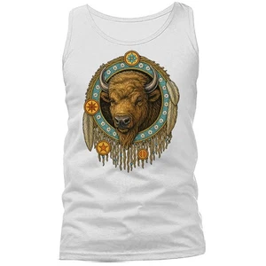 Camiseta sin mangas con plumas de animal de búfalo atrapasueños de inspiración nativa americana - Imagen 1 de 11