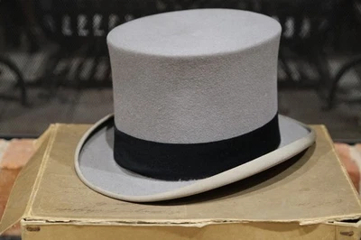 Vintage Lock & Co. Hatters Grey Felt Top Hat with Original Box c.1940s London - Image 1 of 4