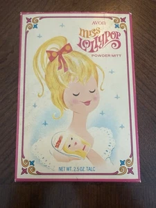 Guante en polvo vintage Avon Miss Lollypop 2,5 OZ talco sellado nuevo en caja - Imagen 1 de 5