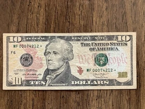 2013 $10 Dollar Star Note. Rare. Low Print. MF00074212* - Picture 1 of 5