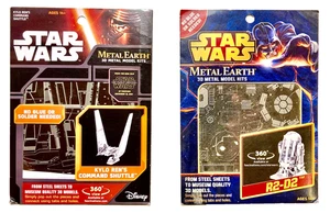 2 NOS Star Wars Metal Earth 3D Model Kits-Kylo Ren's Command Shuttle And R2-D2 - Picture 1 of 3