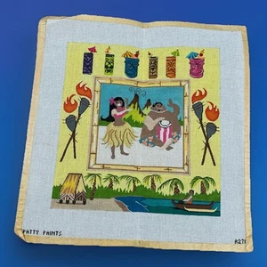 Patty Paints Hand Painted Needlepoint Canvas Hawaii Tiki Hawaiian Tropical 17ct - Picture 1 of 15