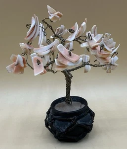 Vintage Bonsai Lebensbaum - Draht mit rosa Muscheln Made in Philippines - Bild 1 von 6