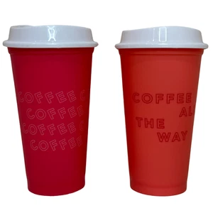 Lot of 2 2013 Starbucks Reusable Cup 16oz With Lid Plastic - Picture 1 of 2