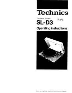 Technics SL-D3 Turntable Owners Instruction Manual Reprint - Picture 1 of 1