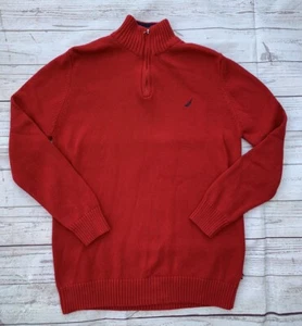 Nautica Boys' Sz XL/18-20 Cotton Half-zip Pullover Red Sweater - Picture 1 of 6