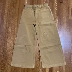 Pantaloni pantaloni donna J Crew Point Sur cammello gamba larga crop tasca anteriore taglia 26 - Foto 1 di 10
